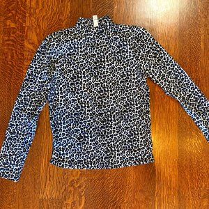 American Apparel Leopard Print Mockneck Longsleeved Bodycon Shirt, size M